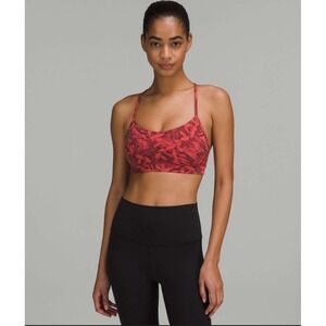 Lululemon Flow Y Bra Nulu Spray Leaf Fireside Red Multi Size 6